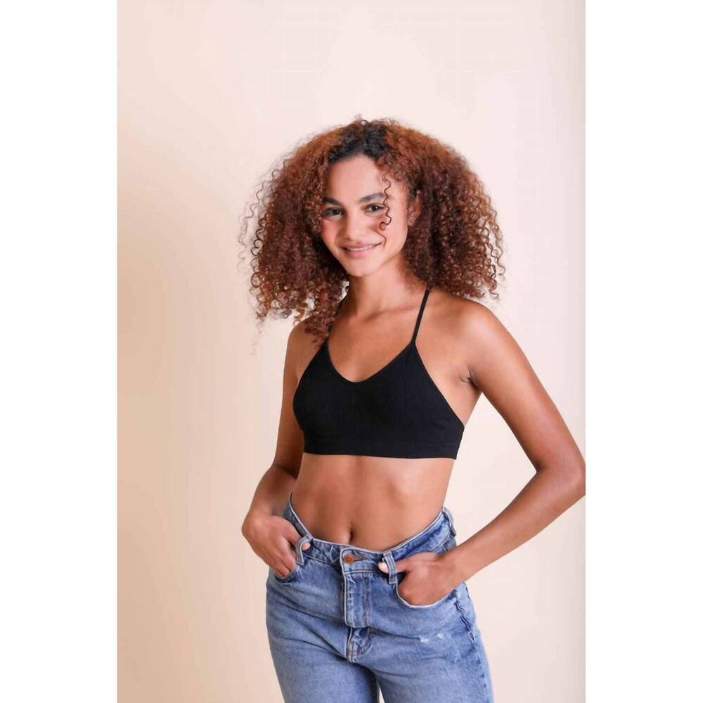 NEW LETO zahra tattoo mesh racerback bralette in black